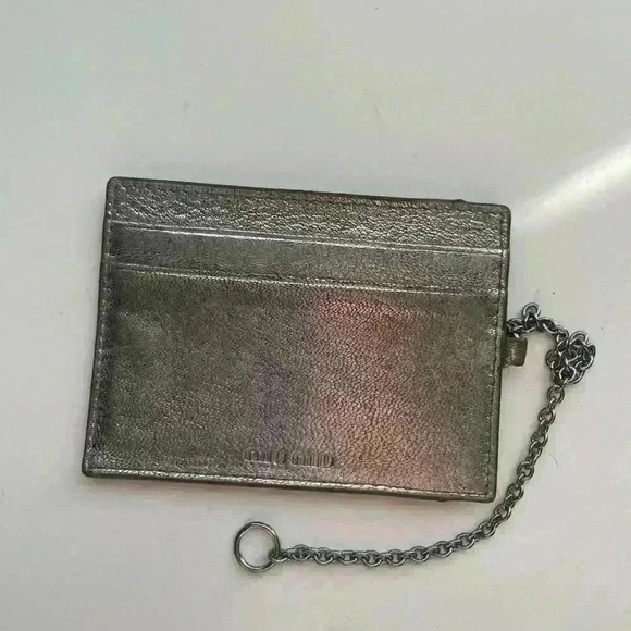 MIU MIU Silver ID Badge Card Case Holder With Silver Chain Authentic - Picture 2 of 6